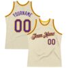 Custom Cream Purple-Gold Authentic Throwback Basketball Jersey