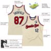 Custom Cream Red Navy-White Authentic Throwback Basketball Jersey