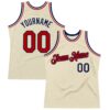 Custom Cream Red Navy-White Authentic Throwback Basketball Jersey