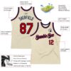 Custom Cream Red-Navy Authentic Throwback Basketball Jersey