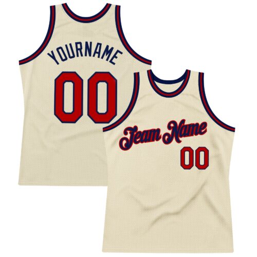 Cream1059 Custom Cream Red-Navy Authentic Throwback Basketball Jersey