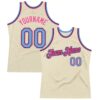 Custom Cream Light Blue Black-Pink Authentic Throwback Basketball Jersey