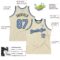 Custom Cream Light Blue Black-White Authentic Throwback Basketball Jersey
