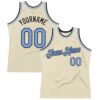 Custom Cream Light Blue Black-White Authentic Throwback Basketball Jersey