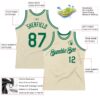 Custom Cream Kelly Green-White Authentic Throwback Basketball Jersey
