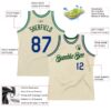 Custom Cream Royal-Green Authentic Throwback Basketball Jersey