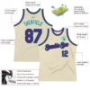 Custom Cream Purple Black-Teal Authentic Throwback Basketball Jersey