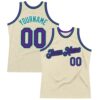 Custom Cream Purple Black-Teal Authentic Throwback Basketball Jersey