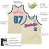 Custom Cream Teal Black-Pink Authentic Throwback Basketball Jersey