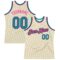 Custom Cream Teal Black-Pink Authentic Throwback Basketball Jersey