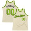 Custom Cream Neon Green-Black Authentic Throwback Basketball Jersey