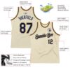Custom Cream Navy-Old Gold Authentic Throwback Basketball Jersey