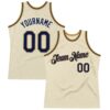 Custom Cream Navy-Old Gold Authentic Throwback Basketball Jersey