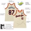 Custom Cream Navy-Orange Authentic Throwback Basketball Jersey