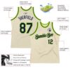 Custom Cream Navy-Neon Green Authentic Throwback Basketball Jersey
