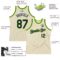Custom Cream Navy-Neon Green Authentic Throwback Basketball Jersey
