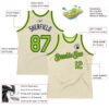 Custom Cream Neon Green-Navy Authentic Throwback Basketball Jersey
