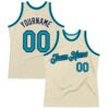 Custom Cream Teal-Navy Authentic Throwback Basketball Jersey