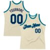 Custom Cream Navy-Teal Authentic Throwback Basketball Jersey