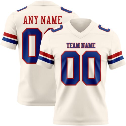 Custom Cream Royal-Red Authentic Football Jersey