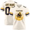 Custom Cream Navy-Gold Authentic Football Jersey