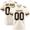Custom Cream Navy-Gold Authentic Football Jersey
