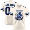 Custom Cream Navy-Light Blue Authentic Football Jersey