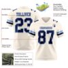 Custom Cream Navy-Light Blue Authentic Football Jersey