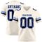 Custom Cream Navy-Light Blue Authentic Football Jersey