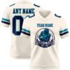 Custom Cream Navy-Teal Authentic Football Jersey