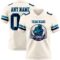 Cream1101-1 Custom Cream Navy-Teal Authentic Football Jersey