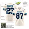 Custom Cream Navy-Teal Authentic Football Jersey