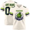 Custom Cream Navy-Neon Green Authentic Football Jersey