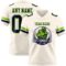 Cream1102-1 Custom Cream Navy-Neon Green Authentic Football Jersey