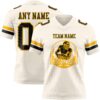Custom Cream Black-Gold Authentic Football Jersey