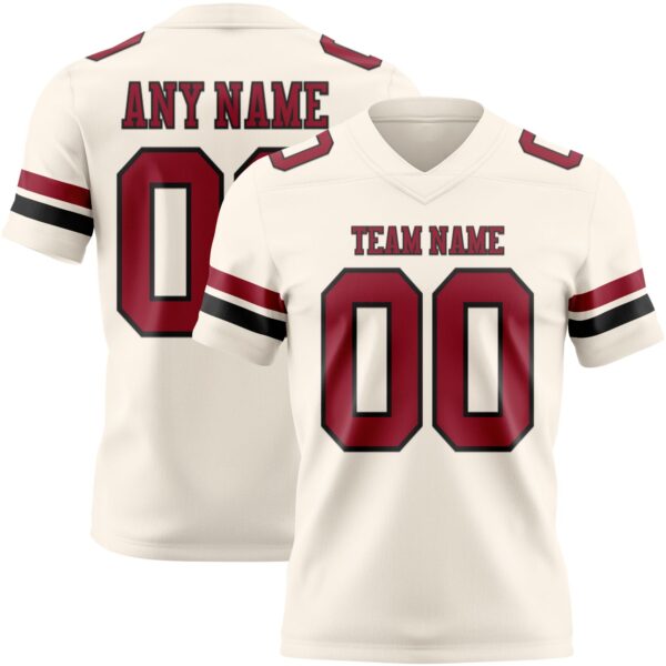 Custom Cream Cardinal-Black Authentic Football Jersey