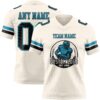 Custom Cream Black-Panther Blue Authentic Football Jersey