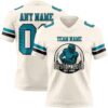 Custom Cream Teal-Black Authentic Football Jersey