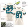 Custom Cream Teal-Black Authentic Football Jersey