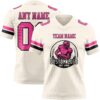 Custom Cream Pink-Black Authentic Football Jersey