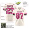 Custom Cream Pink-Black Authentic Football Jersey