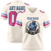 Custom Cream Pink Black-Light Blue Authentic Football Jersey