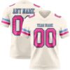 Custom Cream Pink Black-Light Blue Authentic Football Jersey