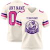 Custom Cream Pink-Purple Authentic Football Jersey