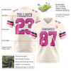 Custom Cream Pink-Purple Authentic Football Jersey