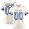 Custom Cream Light Blue-Steel Gray Authentic Football Jersey