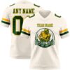 Custom Cream Green-Gold Authentic Football Jersey