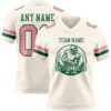 Custom Cream Medium Pink-Kelly Green Authentic Football Jersey