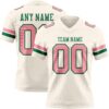 Custom Cream Medium Pink-Kelly Green Authentic Football Jersey