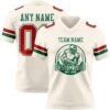 Custom Cream Red-Kelly Green Authentic Football Jersey